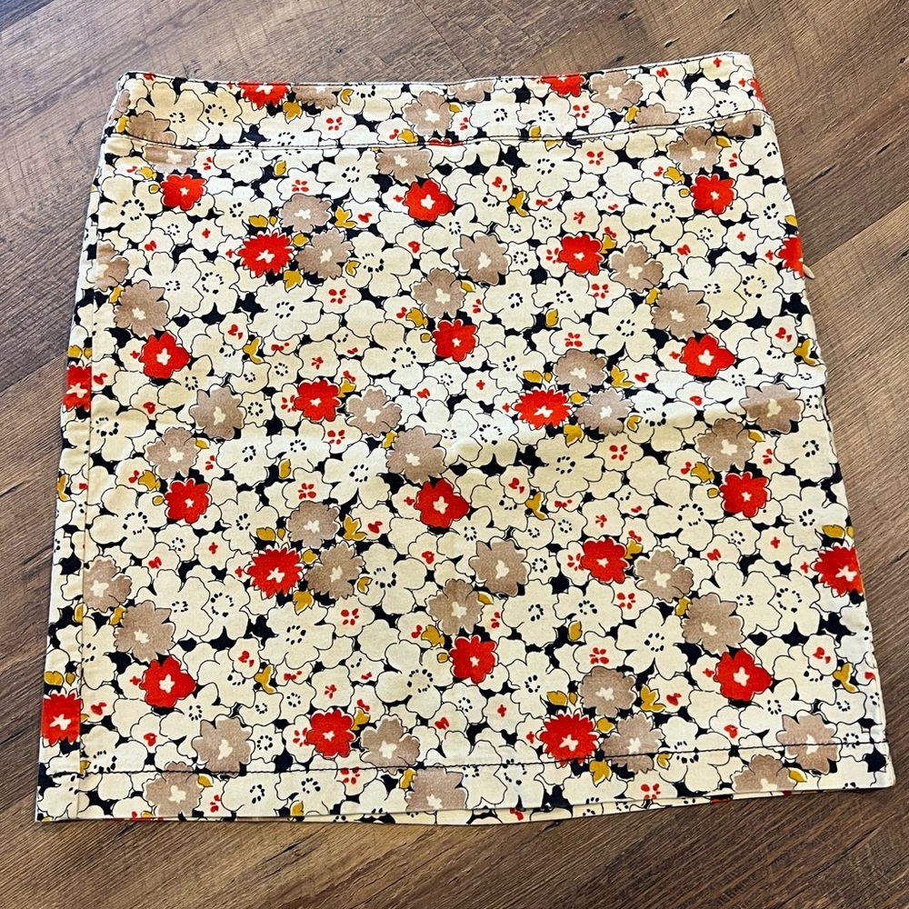 LOFT Floral Mini Skirt in Cream, Red, Tan
